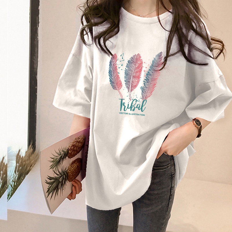 NRVP Áo Thun Cotton Tay Ngắn Dáng Rộng In Hình Bướm Màu Xanh Bơ Thời Trang Mùa Hè Cho Nữ