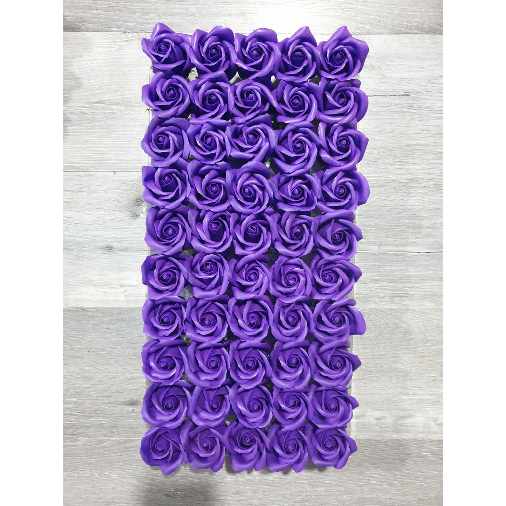 hộp hoa hồng sáp 50 bông màu tím
