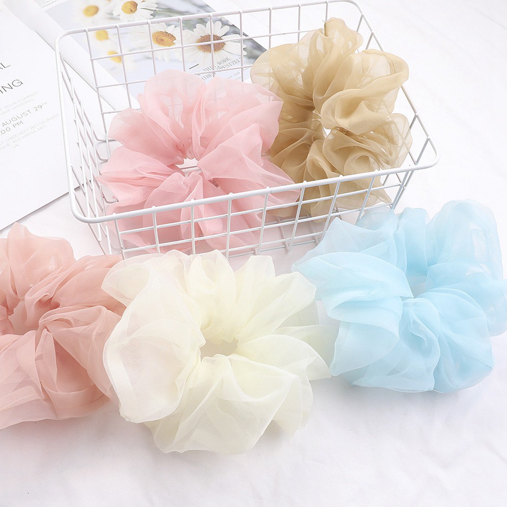 Cột tóc Voan Bồng Scrunchies -dây buộc tóc voan các màu vintage