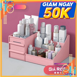 Kệ Đựng Mỹ Phẩm 3 Tầng 2 Ngăn Kéo, Hộp Đựng Đồ Trang Điểm, Makeup Bằng Nhựa Cao Cấp LOẠI TO