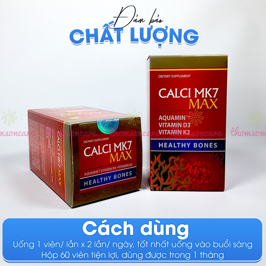 Canxi hữu cơ tăng chiều cao từ tảo biển đỏ Calci Mk7 từ Châu Âu, có thêm D3 và K2 giảm loãng xương cho mẹ bầu