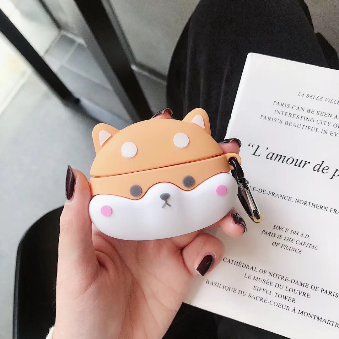 Vỏ bảo vệ hộp sạc tai nghe hình chó shiba đáng yêu cho Airpods 1 / 2 3