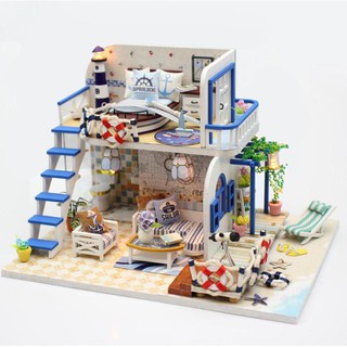 Mô Hình Lắp Ráp Nhà Gỗ DIY : Căn Nhà Blus Coast M032 - Tặng Kèm mica + keo