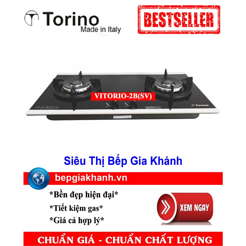 Bếp gas âm kính 2 vùng nấu Torino VITORIO-2B(SV)