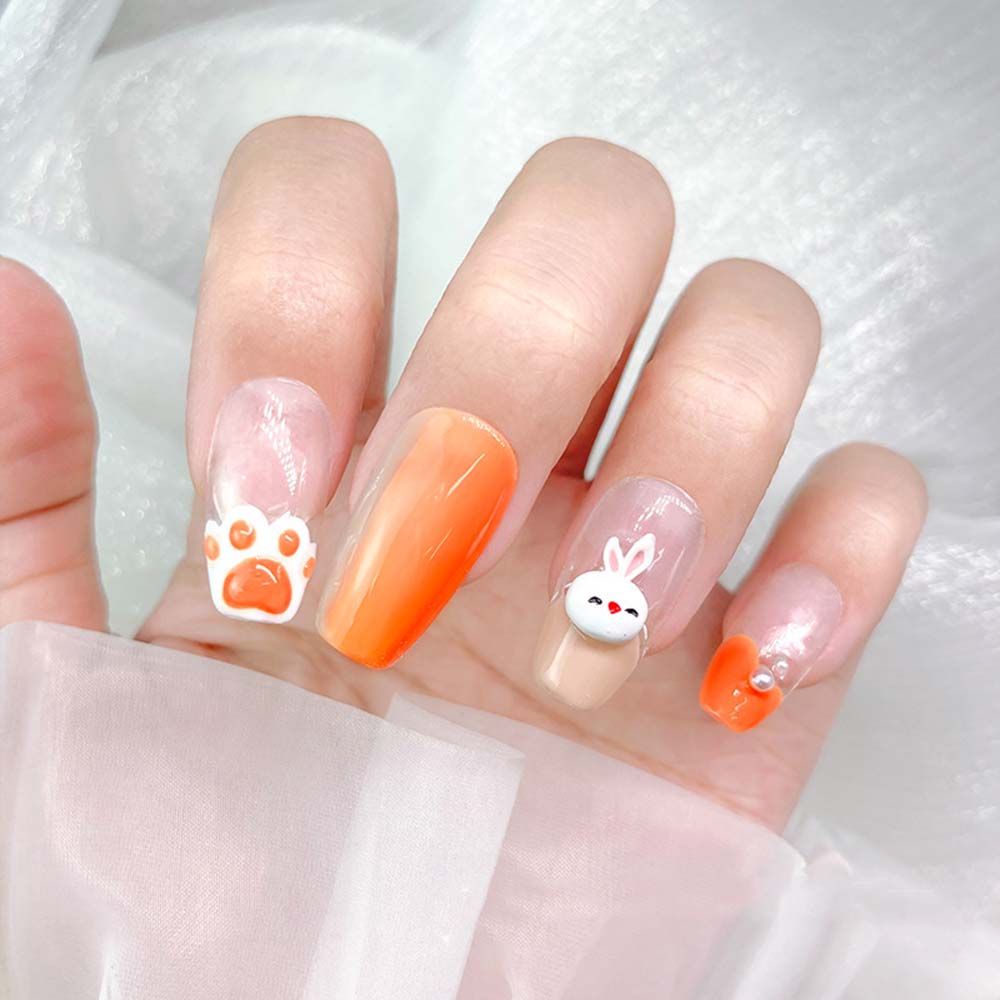 [Hàng mới về] Bộ phụ kiện trang trí móng tay nghệ thuật 3D bằng kim loại kiểu dáng thỏ/ cà rốt/ ngôi sao đáng yêu DIY