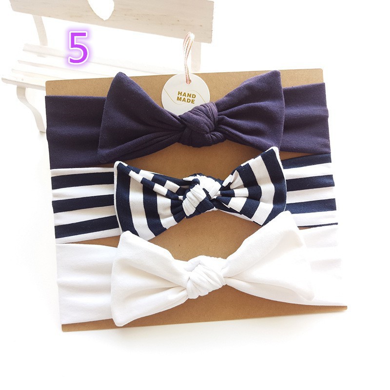 Set 3 băng đô quấn đầu cột nơ bé gái