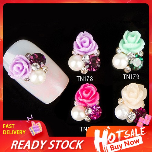 Set 10 Phụ Kiện Hoa Hồng 3d Trang Trí Móng Tay