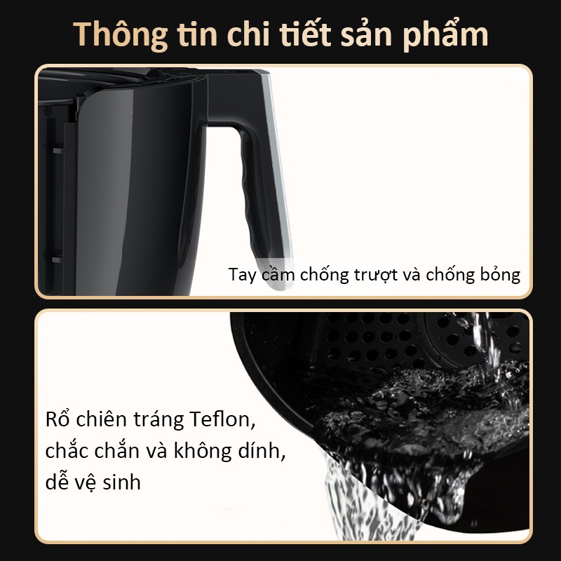 Simplus Nồi chiên không dầu cảm ứng thông minh dung tích lớn 5.5L Simplus đa chức năng