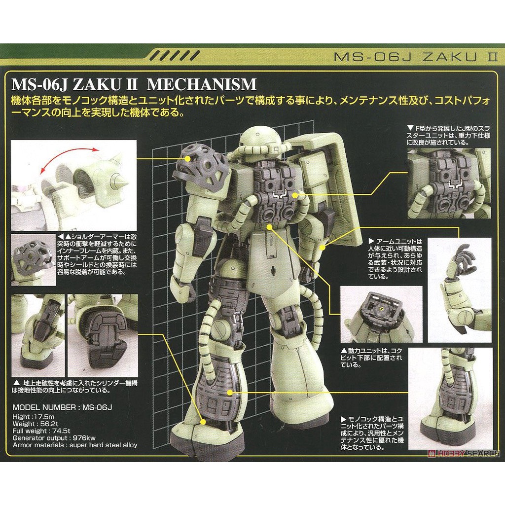 Mô Hình Gundam MG Zaku 2 II MS-06J Bandai 1/100 UC Đồ Chơi Lắp Ráp Anime Nhật
