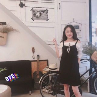 Set váy yếm vintage kèm hình thật