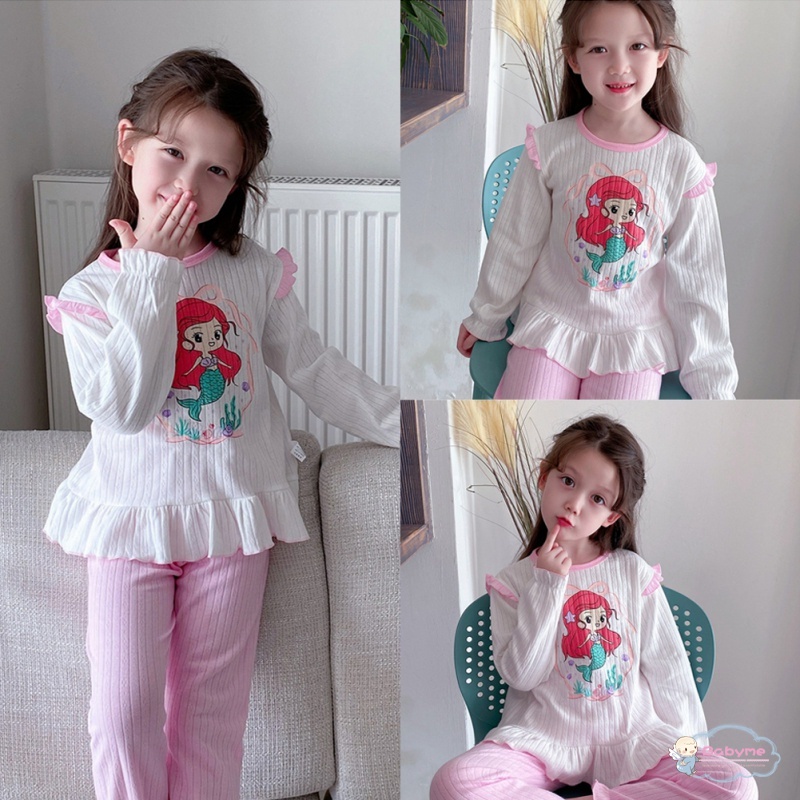 Set Đồ Ngủ 2 Món Gồm Áo Sơ Mi + Quần Dài Bằng Vải Cotton Thời Trang Xuân Thu Cho Bé Gái
