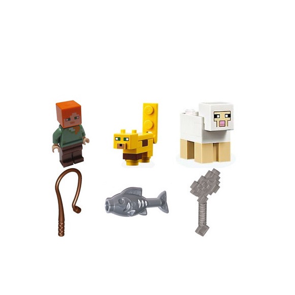 662103 Đồ chơi lắp ráp Iego Minecraft Alex with Ocelot and Sheep foil pack - Alex, mèo gầm, và cừu