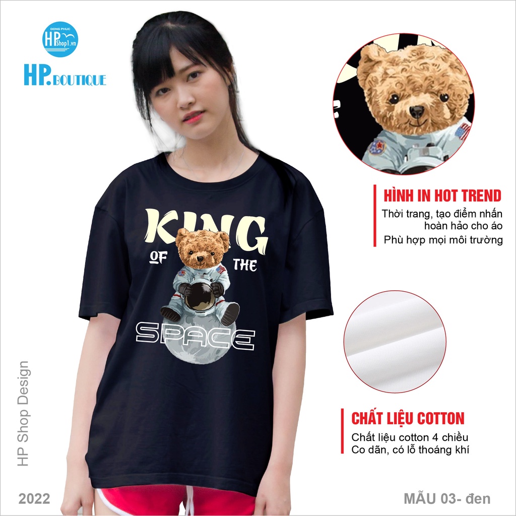Áo thun unisex HP Boutique màu đen in hình Gấu Teddy hot trend chất liệu thun 100% Cotton kiểu dáng trẻ trung cá tính