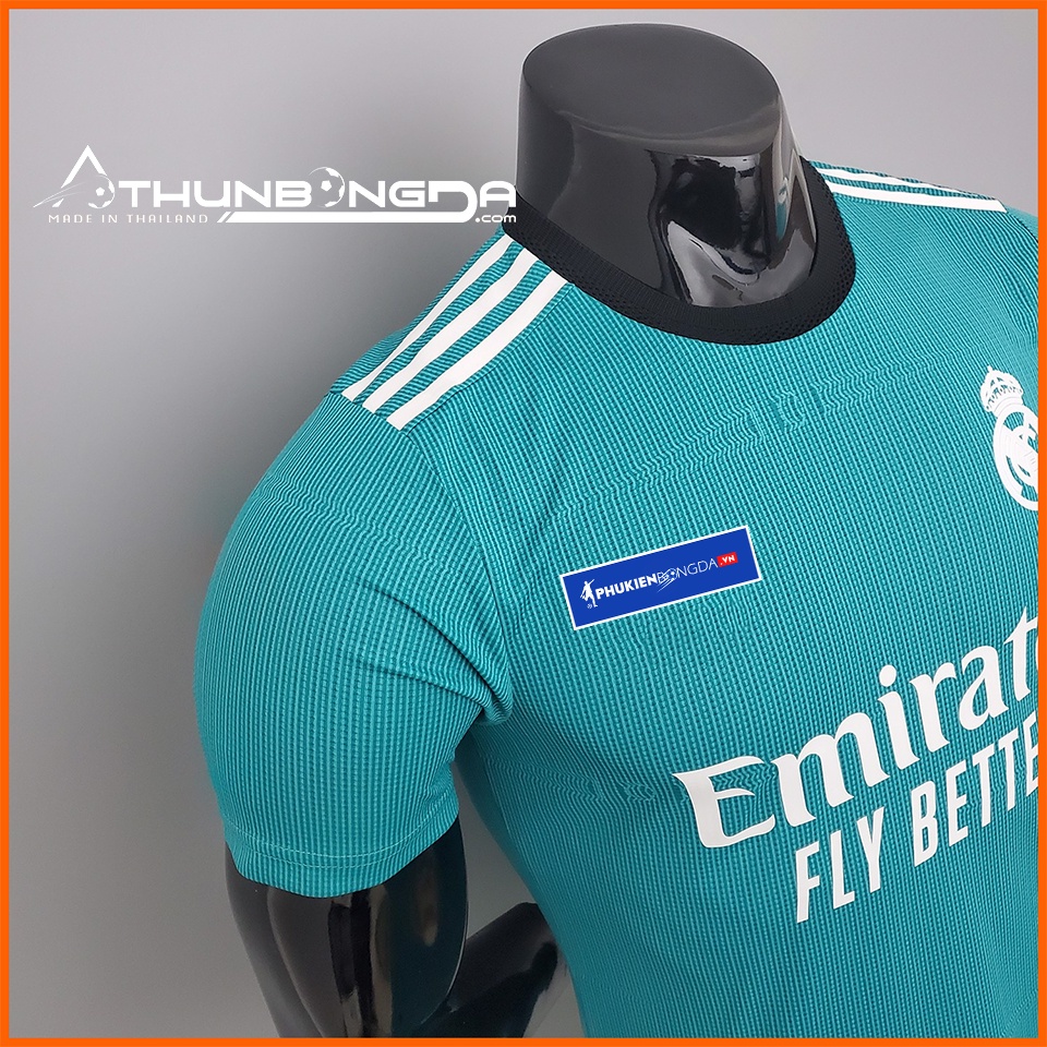 Áo Real Madrid xanh ngọc sân khách 2021/2022, 2021/22 mẫu 3 bản PLAYER Body Fit cao cấp