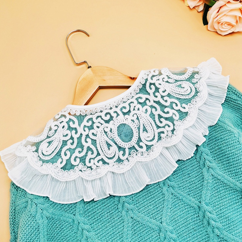 Khăn Choàng Cổ Xếp Li Thêu Hoa Nhìn Xuyên Thấu Cho Nữ