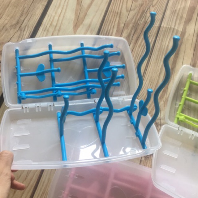 Giá úp sữa (cốc) gấp gọn 12 thanh, 2 cánh, 3 màu