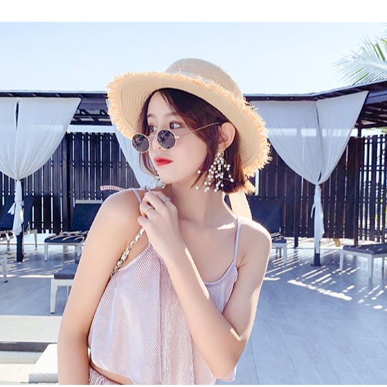 Mũ Cói Chống Nắng Đính Nơ Phong Cách Hàn Quốc Cho Nữ