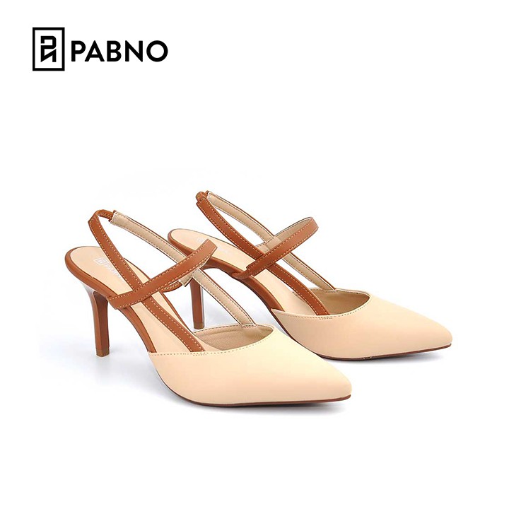 Giày cao gót slingback 8p, mũi nhọn phối quai mảnh thời trang PABNO -BH 12 Tháng- PN437