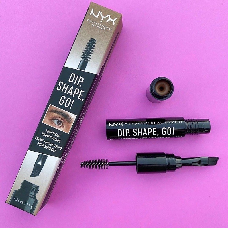 Bút Kẻ Mày 2 trong 1 NỸX Dip Shape Go | Bút Chì Sáp Vặn + Mascara Chải Mày Màu Nâu Đen