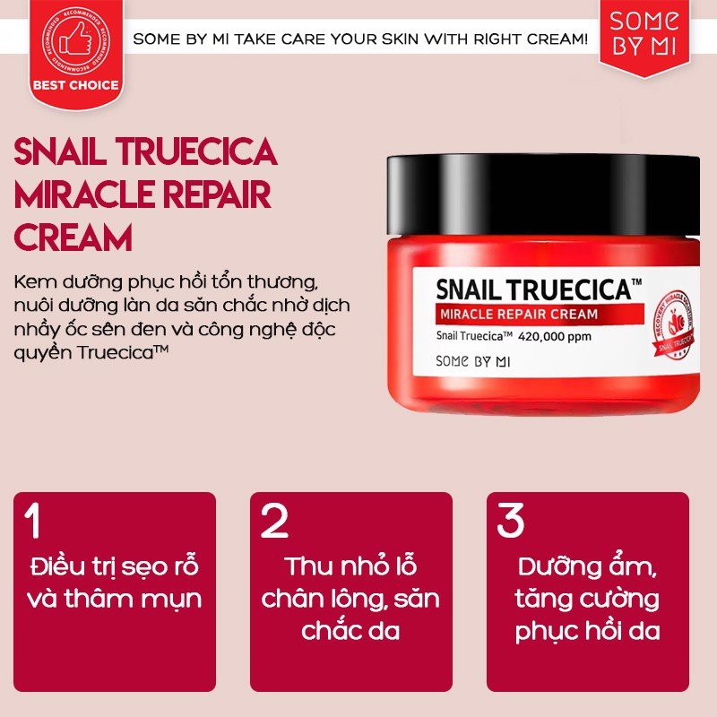 Kem Dưỡng Some By Mi SNAIL TRUECICA MIRACLE Repair Cream 60g