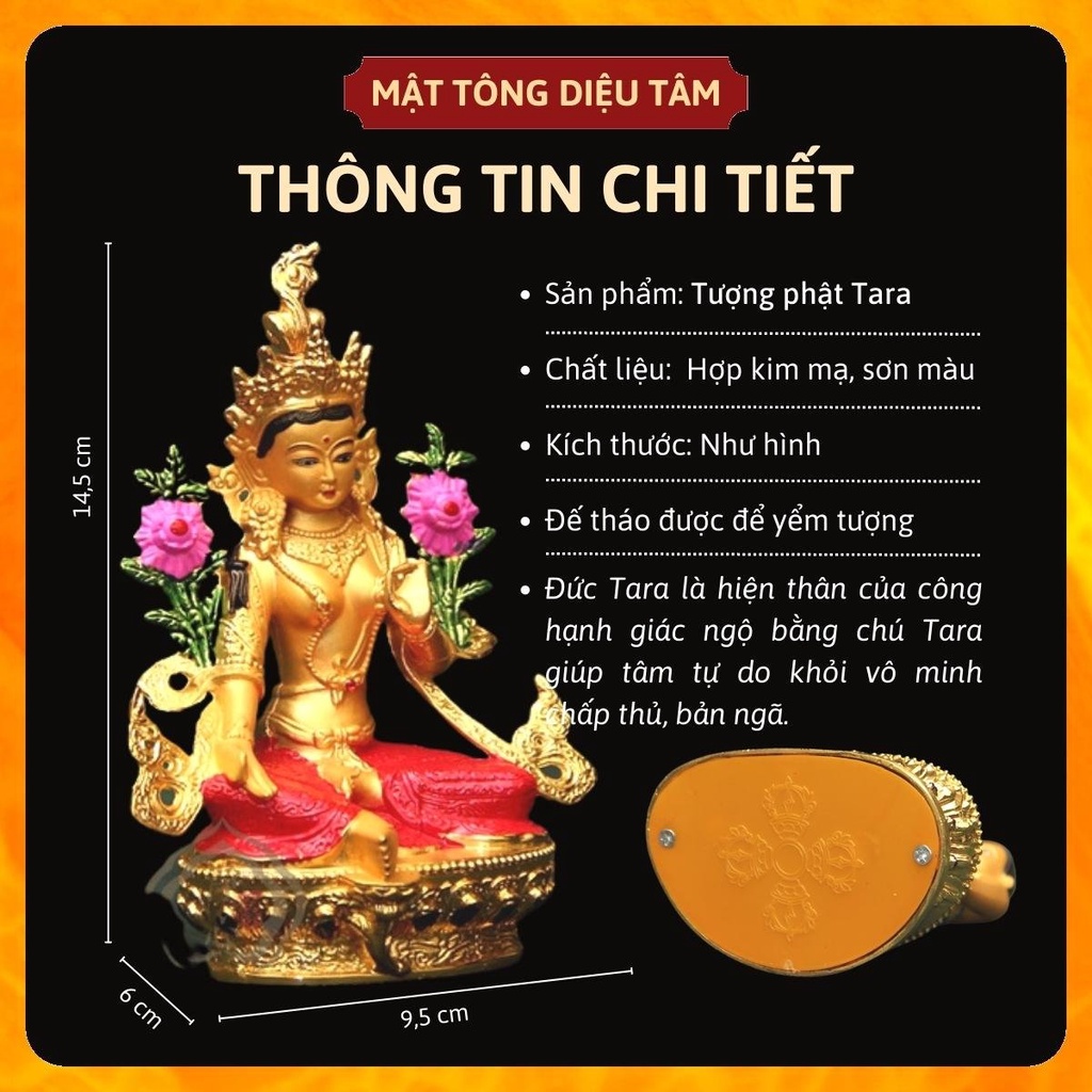 Tượng phật tara xanh 14,5cm vẽ tay màu thờ cúng mật tông Tây Tạng , tượng phật để ô tô