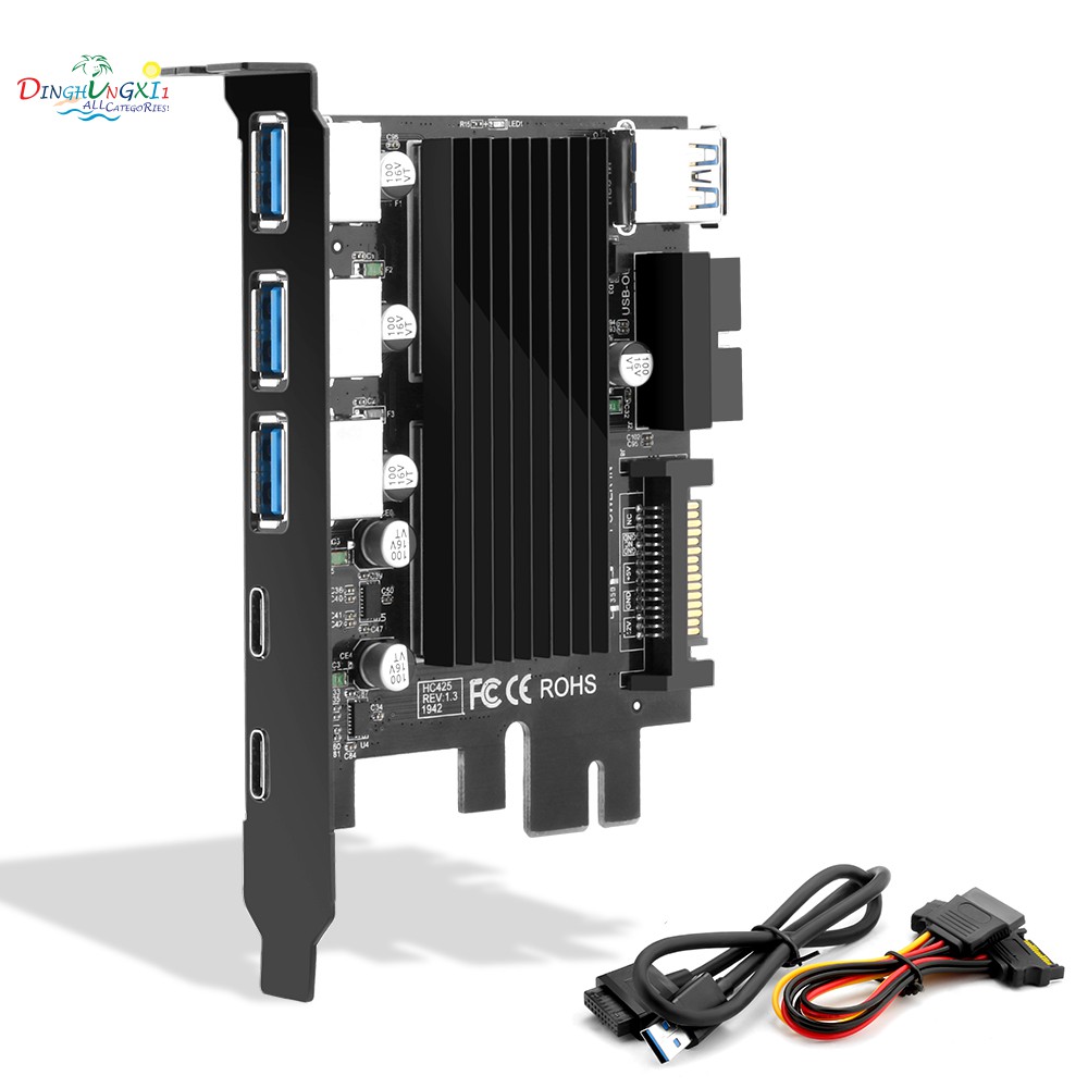 Card Mở Rộng Usb 3.0 Type C Pci-E 5 Cổng 19pin Sata Power Cord D4Vn