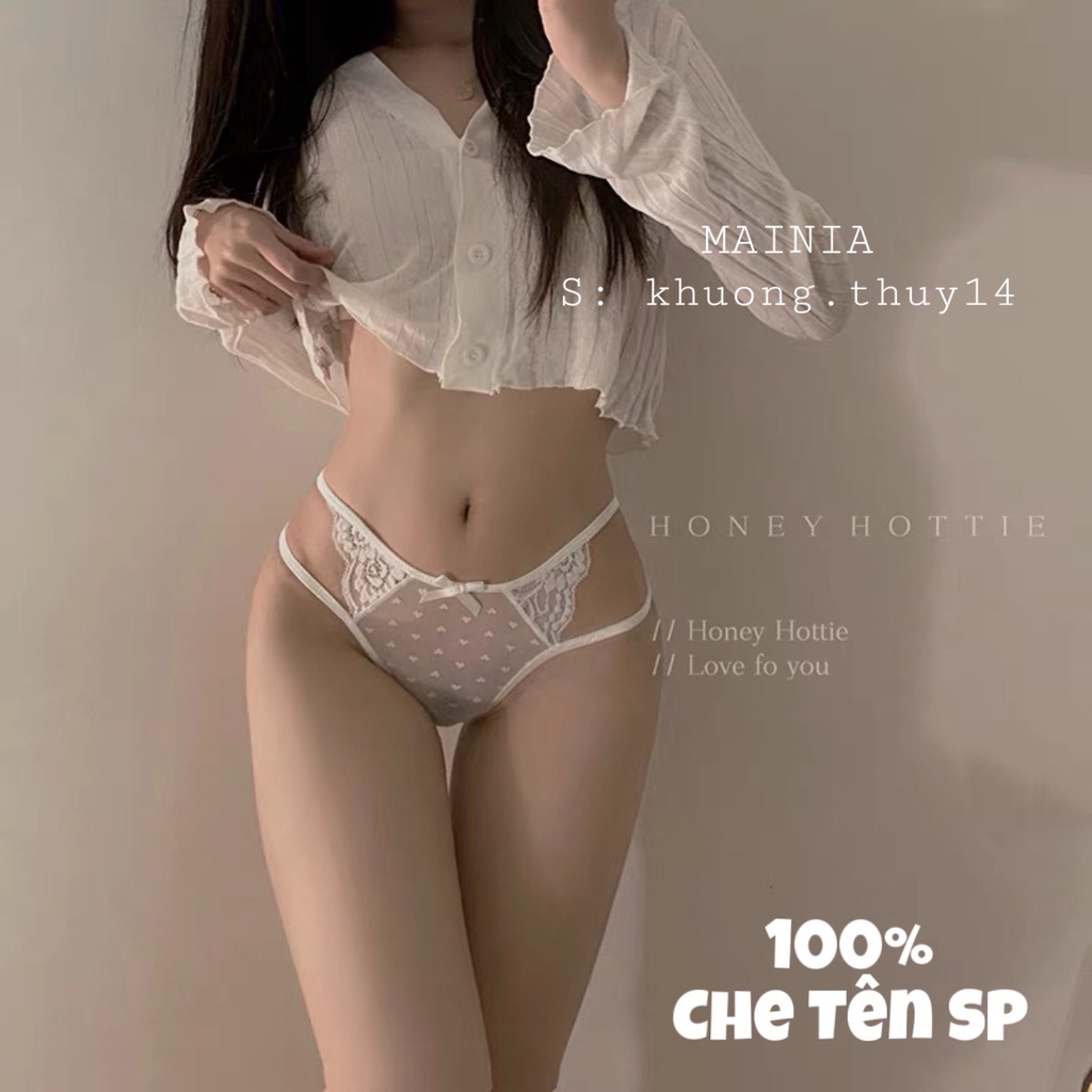 Quần Lót Ren Xuyên Thấu 2 Dây Hông Hoạ Tiết Trái Tim Nhỏ Xinh Xắn Dễ Thương Mainia Shop