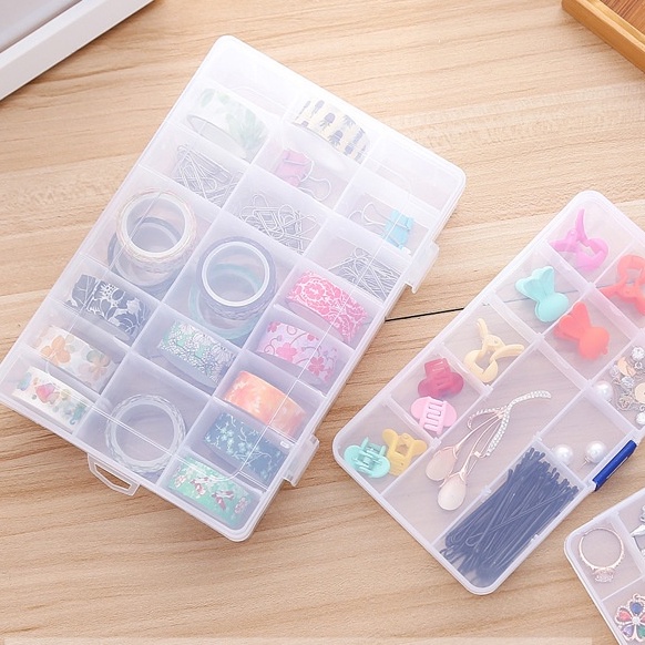 Hộp đựng linh kiện trong suốt 24 ngăn - Hộp lưu trữ trang sức, hạt đá, cườm, linh kiện điện tử