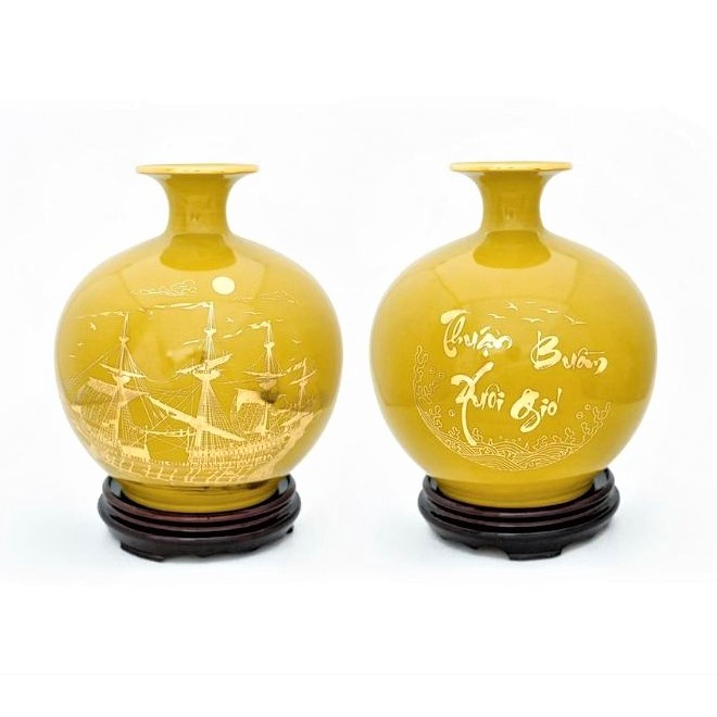 Bình hút lộc bình hút tài lộc hấp vàng Thuận buồm xuôi gió gốm sứ bát tràng làm quà tăng khai trươn