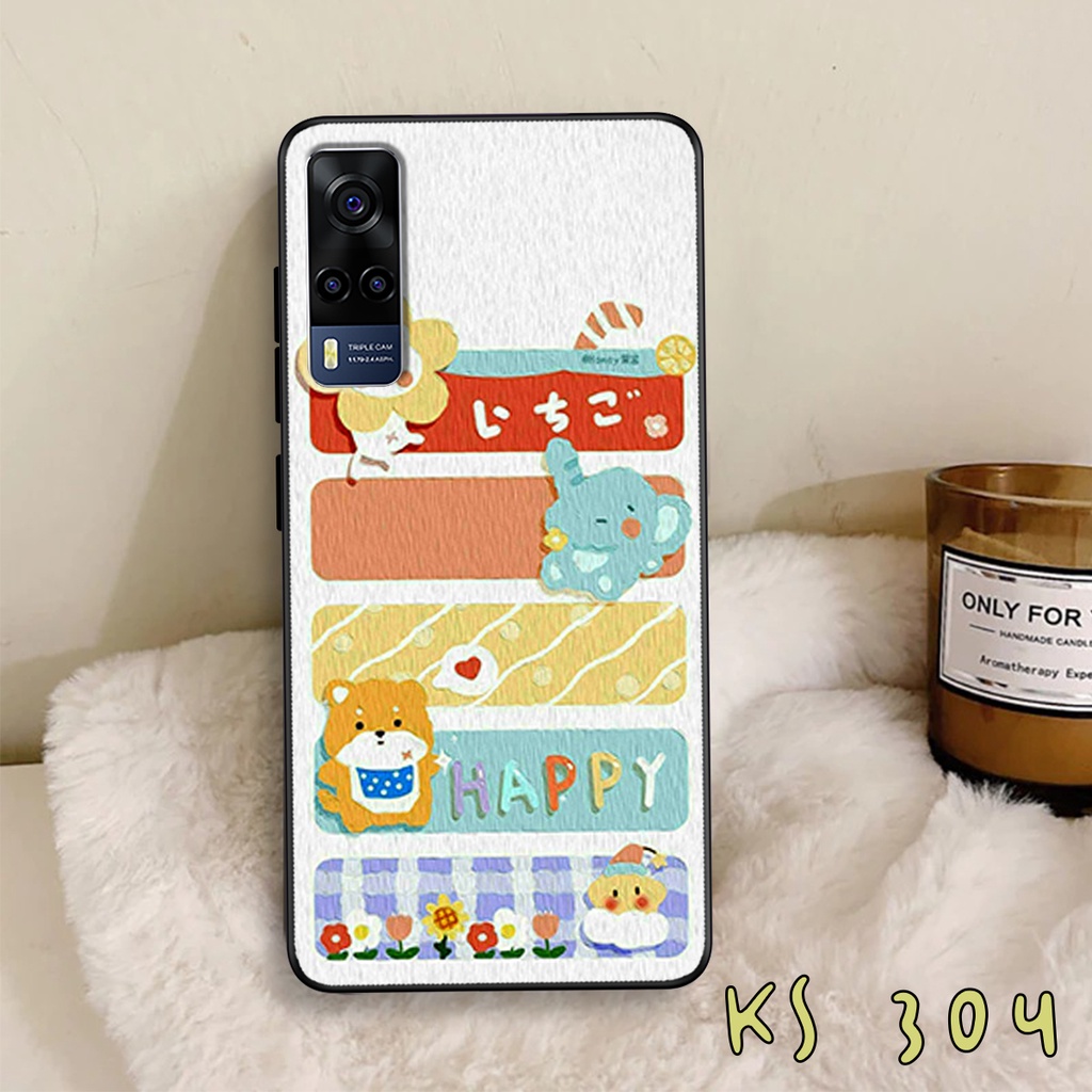 Ốp lưng Vivo Y72 5G - Y51 2020 - Y53s - Ốp lưng vivo in hình gấu &amp; thỏ đang yêu - lưng nhám viền TPU cao cấp