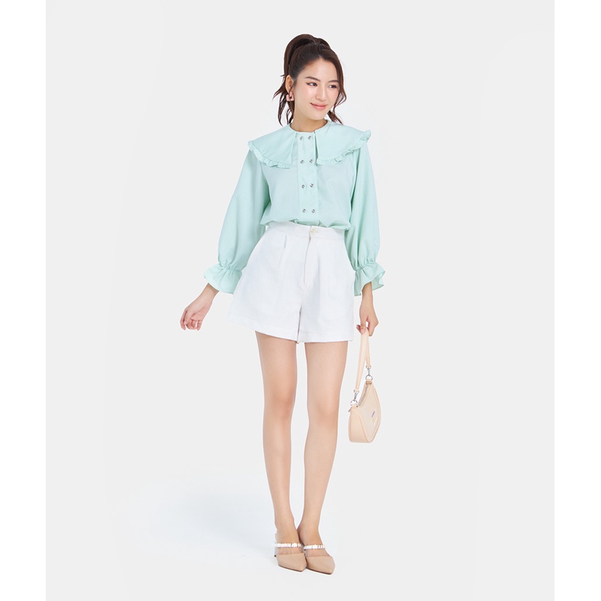 Áo Sơmi Nữ Thời Trang HNOSS Cổ Bèo HNAKI064