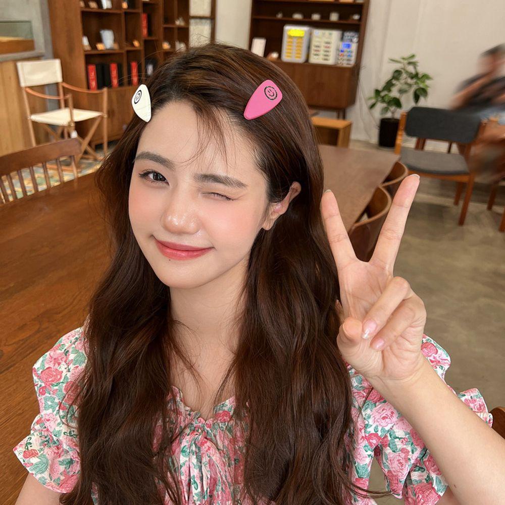 NICKOLAS Kẹp Tóc Mặt Cười / Hình Học / Giọt Nước Màu Nhám Đơn Giản Sang Trọng Thời Trang Cho Nữ