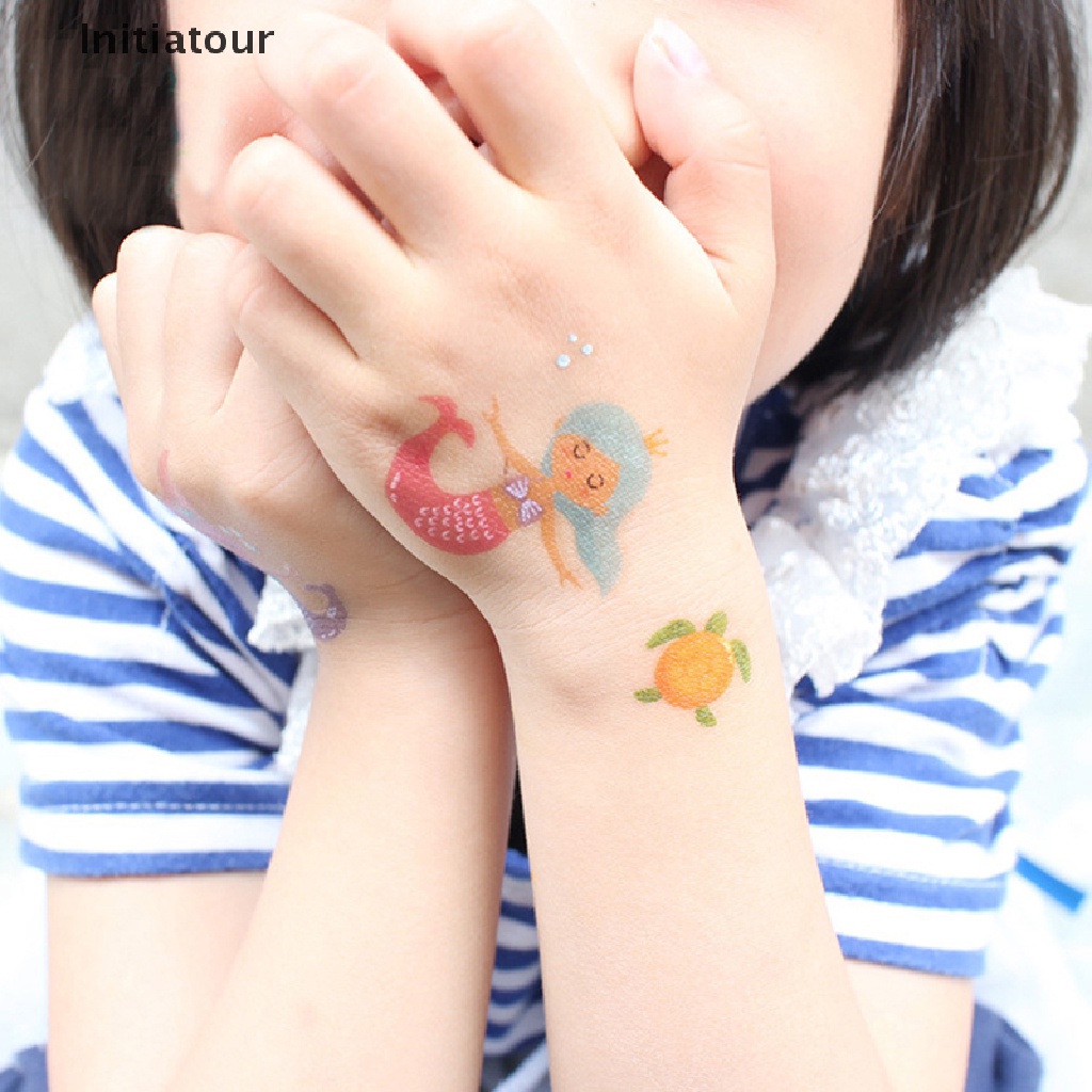 Hình Xăm Dán Tạm Thời Chống Nước Hình Nàng Tiên Cá Hoạt Hình Cho Trẻ Em