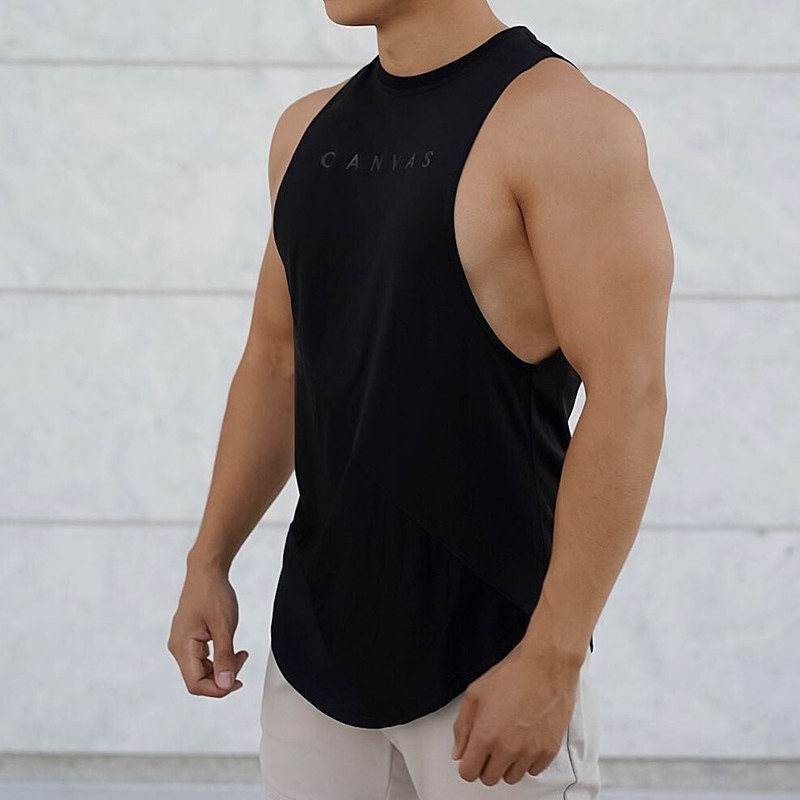 Áo Tập Gym nam TTG23 - Áo Tanktop Tập Gym Nam Canvas Xẻ Nách Rộng Thun Lạnh Cao Cấp