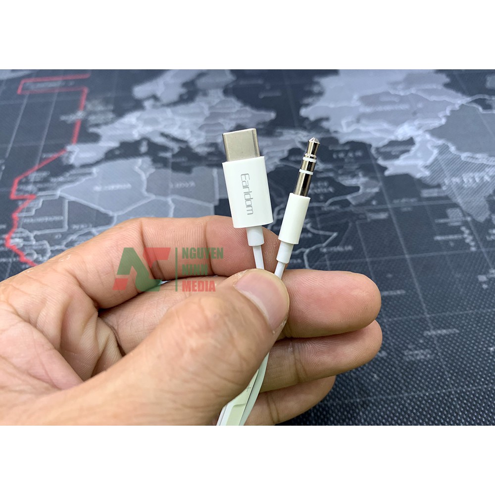 Cáp Chuyển Đổi Cổng Type C Sang 1 Cổng 3.5mm Dài 1M Có Mic Earldom AUX41 (Kèm Phím Điều Chỉnh Âm Lượng )