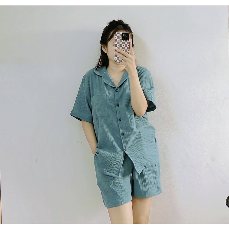 Bộ pyjama đùi muslin