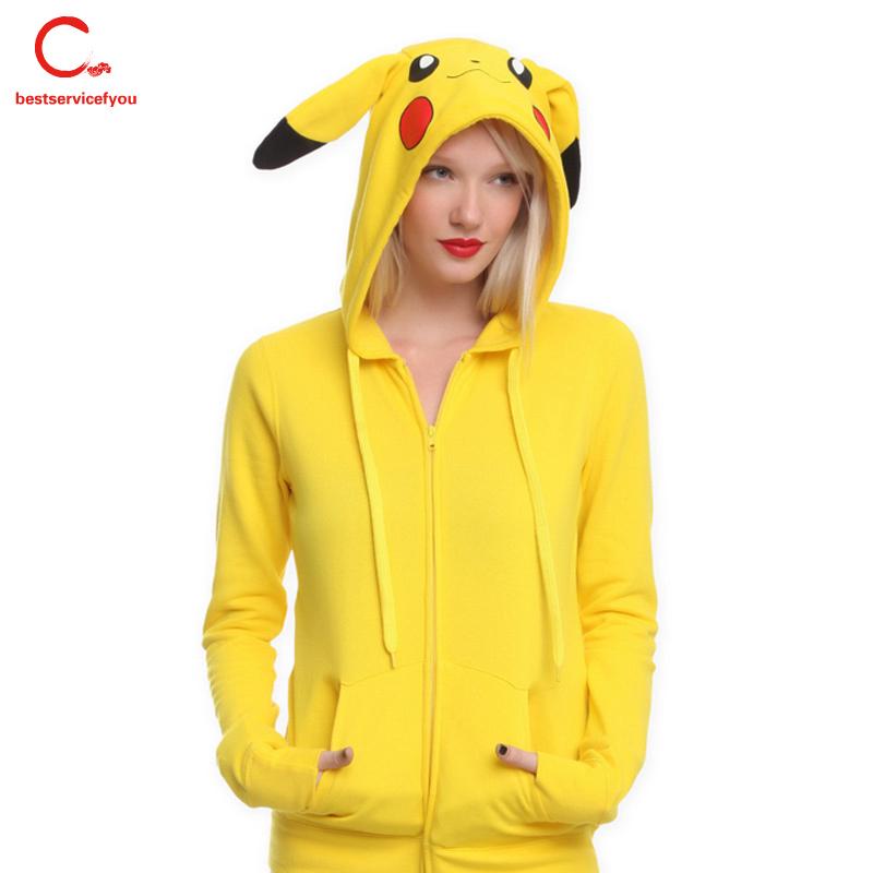 Áo khoác có mũ trùm đầu hình pikachu dễ thương dành cho nữ