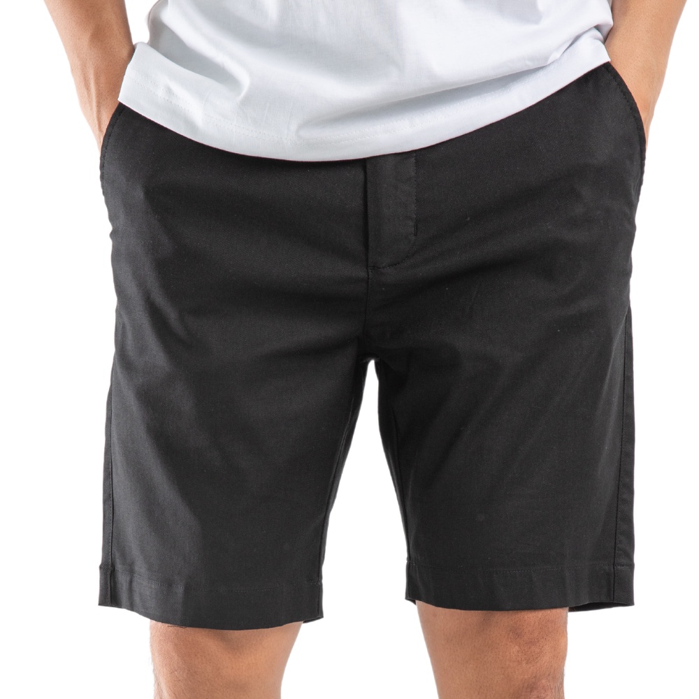 Quần short kaki nam Simple & Basic co giãn, dễ phối đồ, màu đen, màu xám