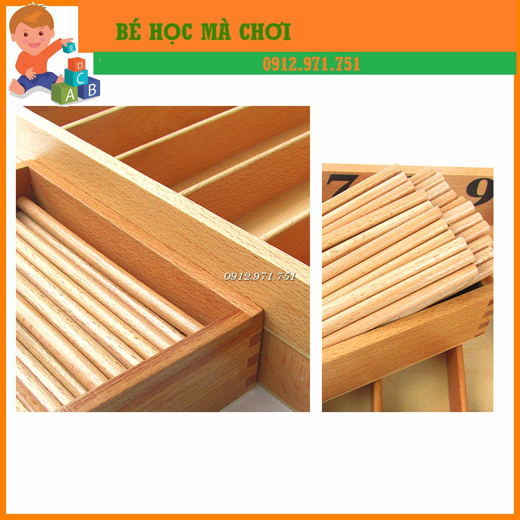 Giáo cụ Montessori LOẠI TO - Bộ 45 que tính Spindle Box