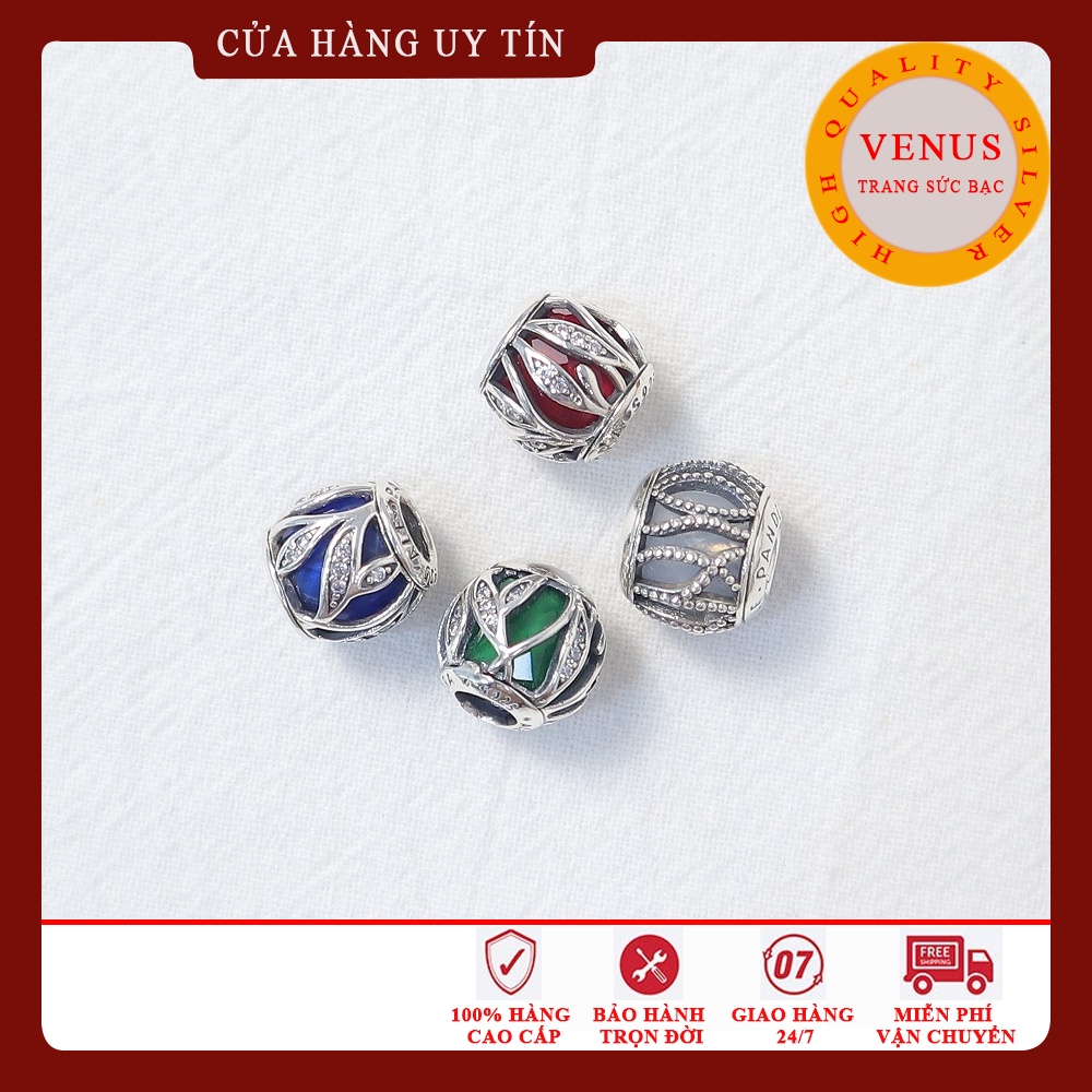 [Charm bạc 925 cao cấp] Charm cầu lá đá đỏ- Mã sản phẩm VENUSCDD