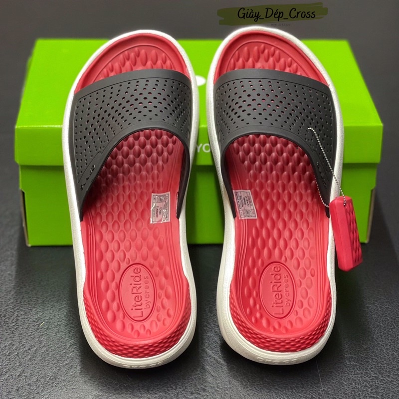 Dép Cross Quai Ngang Literide Màu Đen Đỏ Hàng Loại 1 Full Tag,Mac, Hộp