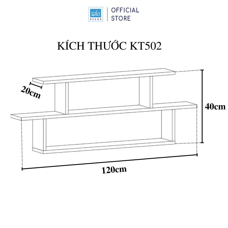 Kệ Gỗ Treo Tường Xếp Tầng Cách Điệu Thương Hiệu SIB Decor - KT502