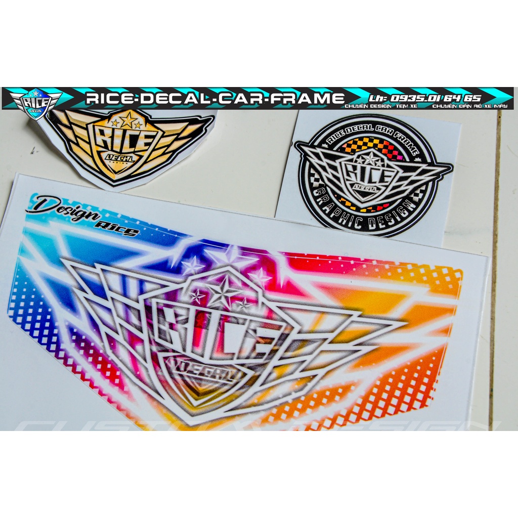 Tem Dán Hộp Đầu Sirius Rice decal LoGo Lớn màu Trắng