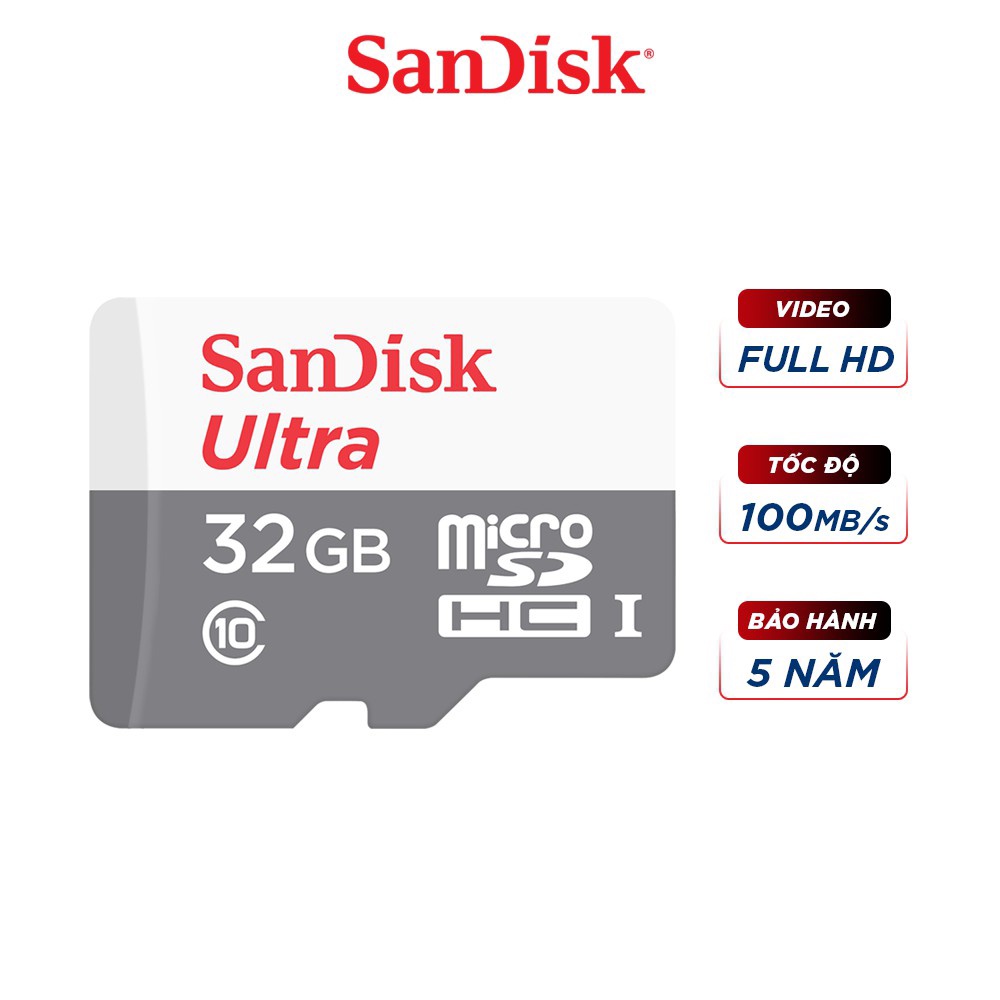 Thẻ nhớ micro SDXC Sandisk 128GB upto 100MB/s 533X Ultra UHS-I - chính hãng bảo hành 5 năm