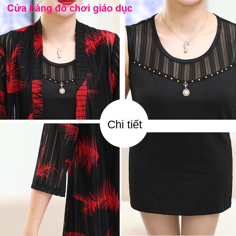 SHOP XINH Váy đầm mùa hè Khăn choàng Hai mảnh 40 tuổi 50 trung niên Bộ ren nữ dành cho