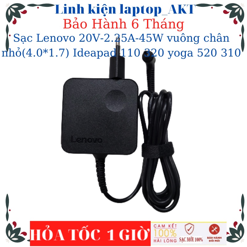 Sạc Laptop Lenovo 20V-2.25A-45W-Zin vuông chân nhỏIdeapad 110 110-15ISK 100 100-14IBY 320 320-14IKBYoga 520 310