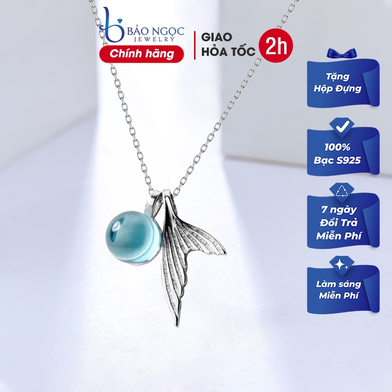 Dây chuyền Bạc Nữ Đuôi Cá Xanh Bọt Biển Cá Tính Cho Nữ - Bảo Ngọc Jewelry DB2364