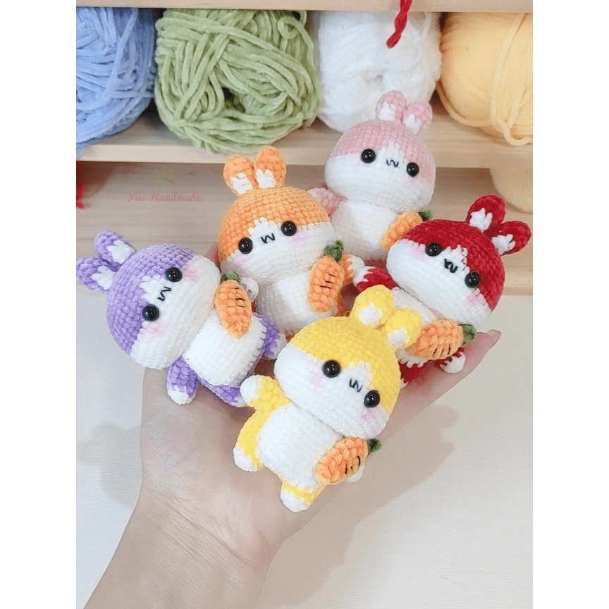 Chart Tiếng Việt bé thỏ và gấu cute phô mai que size móc khóa