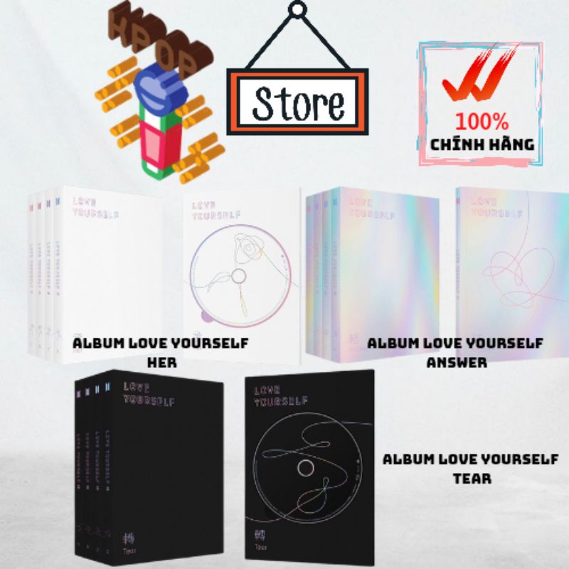 "Lô hàng nhanh""Thẳng vào cổ phiếu" (OFFICIAL)Album BTS LOVE YOURSELF nguyên seal : HER, TEAR, ANSWER(Được Chọn Ver.)( H