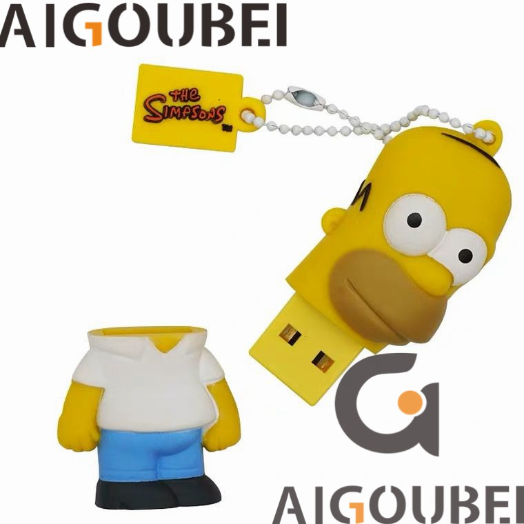 [Spot ＆ COD] USB 2.0 Silicone Cartoon Cute The Simpsons Thích hợp cho máy tính xách tay Bộ nhớ Lightning Drive 1GB 2GB 4GB 8GB 16GB 32GB 64GB 128GB